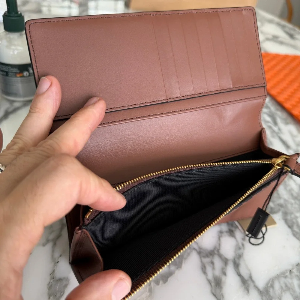 Burberry Cavendish Grainy Leather House Check Wallet Chestnut Brown 4061999 1